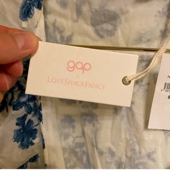 LoveShackFancy x Gap Blue Floral Ruffle Mini Dress - Picture 5 of 11